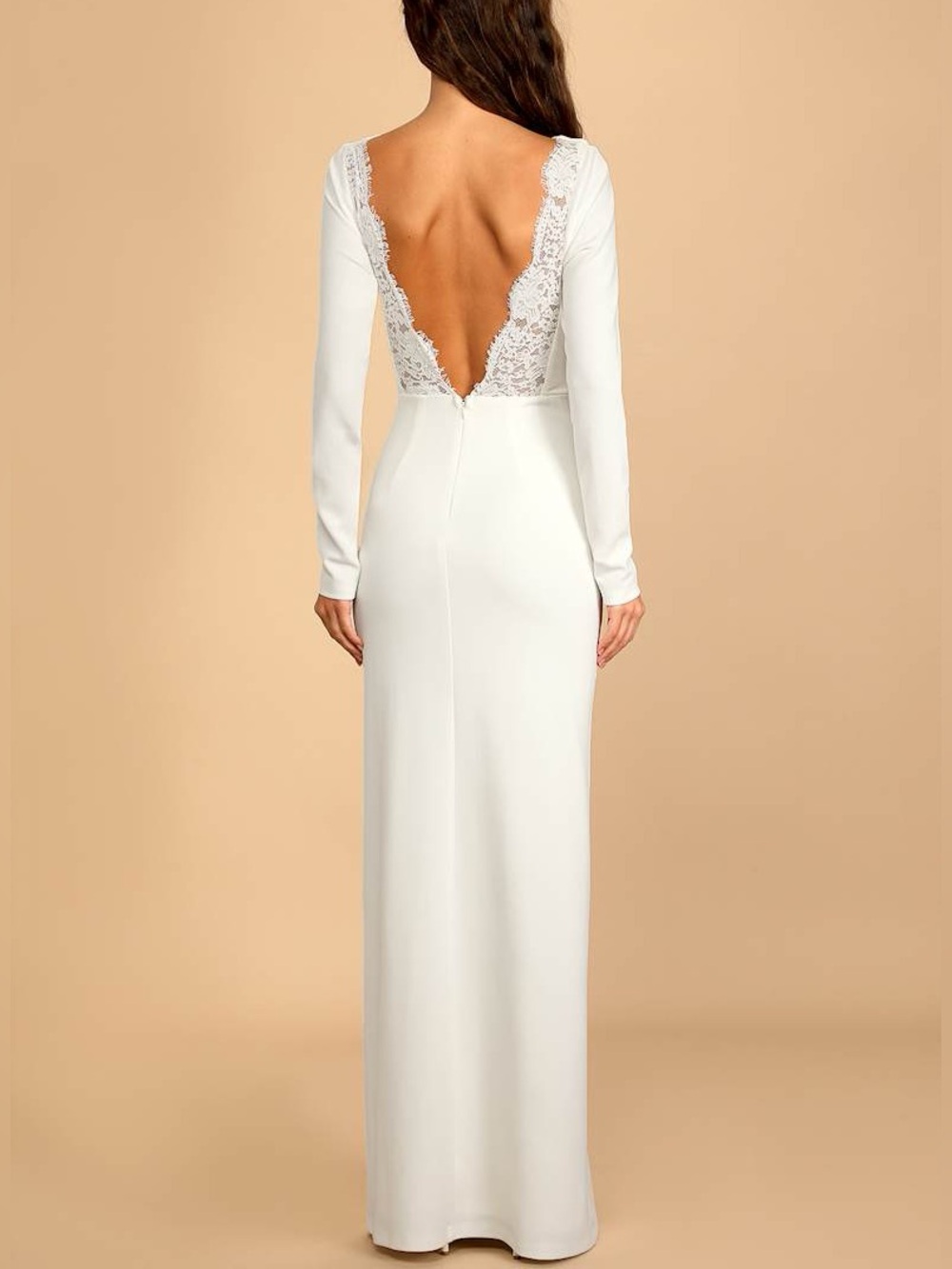 Lulus Romantic Moments White Lace‎ Long Sleeve Maxi Dress NWT Large - Picture 2 of 10